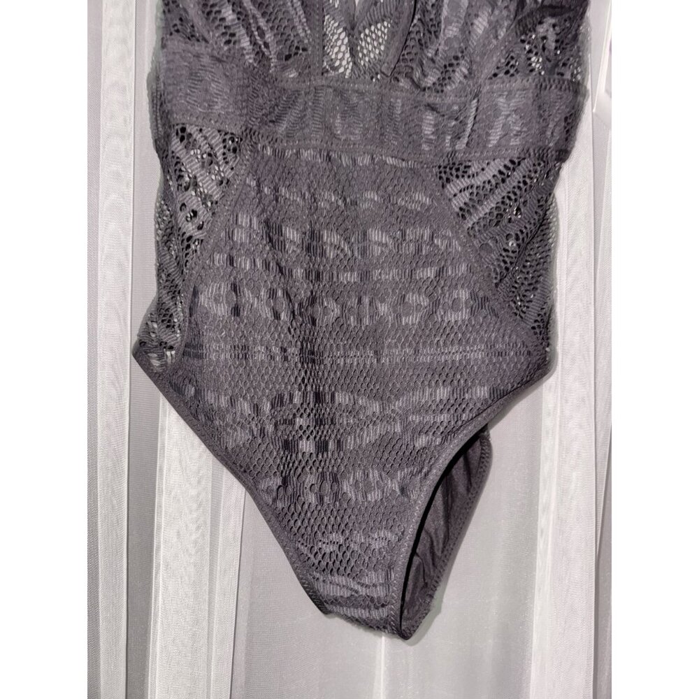 Black Mesh Lace-Up One-Piece Swimsuit With Removable Cups XXL - Picture 3 of 15